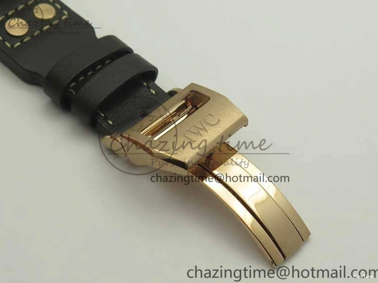 MIROTIME 0503 Big Pilot IW510301 Satin-Polished RG YLF Best Edition Black Dial On Leather Strap A Flexible 7222